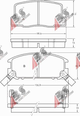 КОЛОДКИ ГАЛЬМІВНІ ЗАД TOYOTA MR-2 1989- 2000