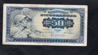 BANKNOT JUGOSŁAWIA -- 50 DINARÓW -- 1965 rok