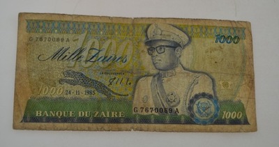 Zair - banknot - 1000 Zaires 1985 rok