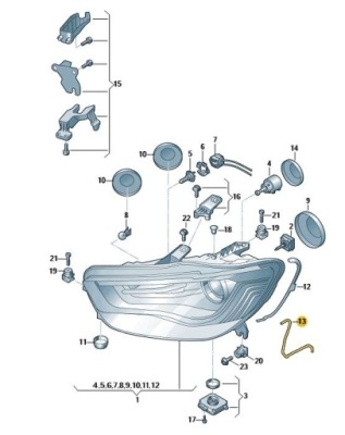 Шланг wody фара audi a6 c7 allroad правый оригинал od aso фото №1