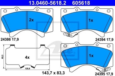 ATE 13.0460-5618.2 JUEGO ZAPATAS HAMULCOWYCH, FRENOS TARCZOWE  