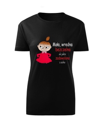 Koszulka T-shirt damska D515 MAŁA MI WREDNA BEZCZELNA czarna rozm M