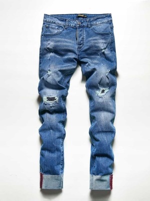Spodnie jeansowe męskie skinny z przetarciami - 36
