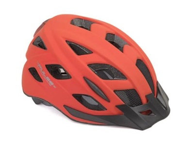 Kask rowerowy AUTHOR PULSE LED X8 czerwony fluo 52-58 (z lampką tylną)