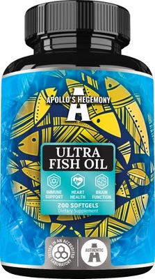 AH Ultra Fish Oil 200 kaps. olej rybi EPA DHA 75% Omega-3