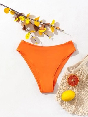 SHEIN POMARAŃCZOWE GŁADKIE FIGI BIKINI (L)