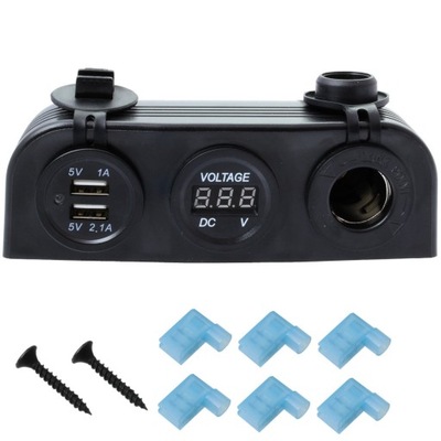 Разъём зарядки 2x usb lcd прикуриватель 12v фото №1