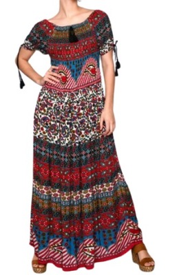 Sukienka HHG indyjska 38 40 długa kolorowa hiszpanka