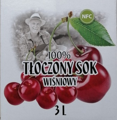 SOK WIŚNIA WIŚNIOWY 100% 3x3L razem 9L bezsenność