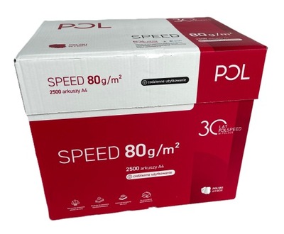 PAPIER KSERO A4 POLSPEED BIAŁY 80g 2500 arkuszy 5 RYZ - DO DRUKARKI I KSERO