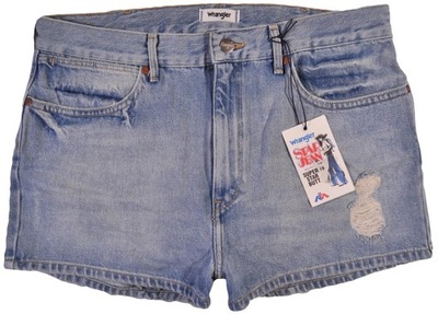 WRANGLER spodenki HIGH jeans PIN UP SHORT S