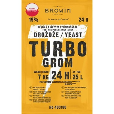 drożdże gorzelnicze BROWIN TURBO GROM 24h 19%