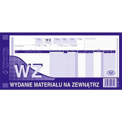 WZ WYDANIE MATERIAŁU NA ZEWN. 1/3 A3 (WIELOKOPIA)