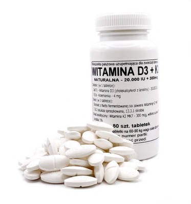 Witamina D3 + K2 20000IU + 300mcg 80 szt. Podkowa