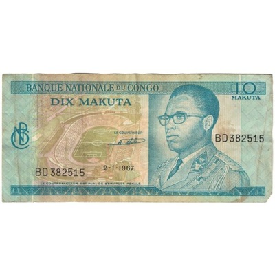 Banknot, Republika Demokratyczna Konga, 10 Makuta,