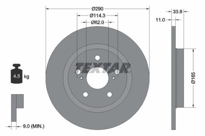 2X ДИСК ТОРМОЗНОЙ TOYOTA ЗАД AVENSIS 09- 1,6-2,2 92195200