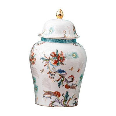 Ceramiczny słoik do przechowywania Ginger Jar Wazon z pokrywką w kwiaty