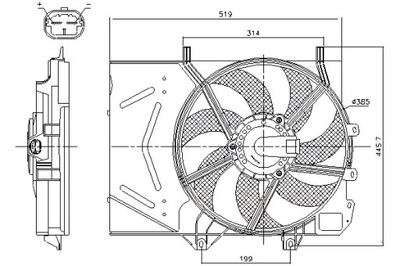 NISSENS VENTILIATORIUS AUŠINTUVO Z KORPUSAS DS DS 3 CITROEN C2 C2 