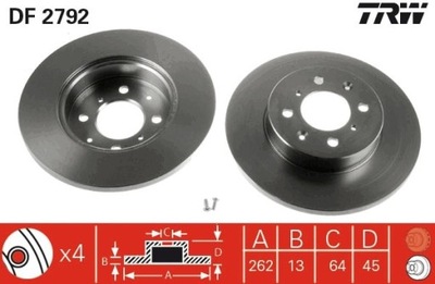 2X ДИСК ГАЛЬМІВНИЙ ROVER ПЕРЕД 200/25/400/45 1,1-2,0 92-05 DF2792