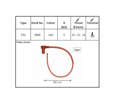 NGK TUBO AL BUJÍAS DE GOMA ANGULAR (90) CABLE 50 CMM COLOR ROJO (NR 80  