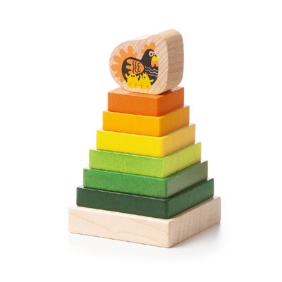 Drewniana edukacyjna zabawka piramidka Cubika