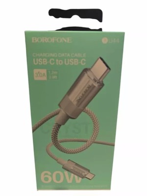 BOROFONE KABEL BU44 SINCERO - TYP C NA TYP C - 60W 3A 1,2 METRA SZARY