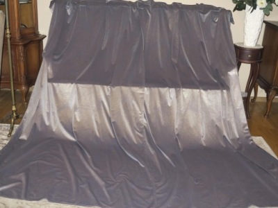 PIĘKNE SOLIDNE ZASŁONY AKSAMIT VELVET POPIEL W ZŁOTE LIŚCIE 2x144/245