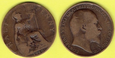 Wielka Brytania Half Penny 1910 r.