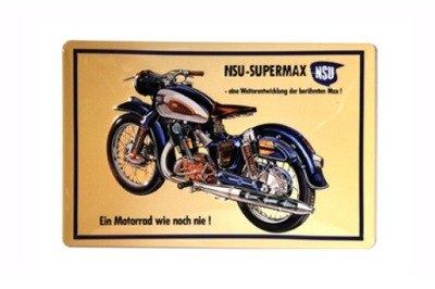 WYJATKOWA PLACA SZYLD BLASZANY NSU SUPERMAX 20X30CM AUDI TRADITION  