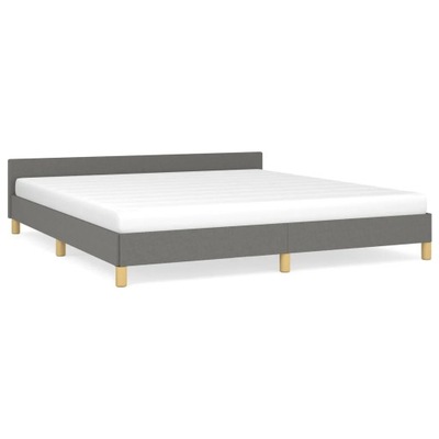 Rama łóżka z zagłówkiem, ciemnoszara, 180x200 cm,