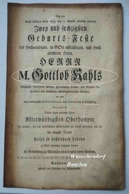 1774 Bolesławiec Bunzlau Hirschberg Wünschendorf