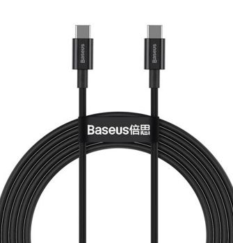 BASEUS KABEL DO ŁADOWAREK USB-C DO USB-C 100W, 2M (CZARNY)
