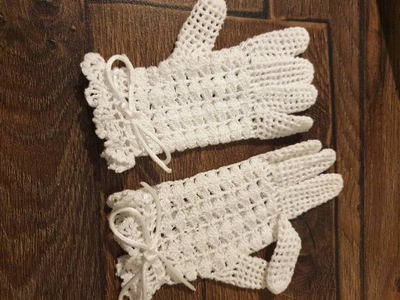 białe rękawiczki na szydełku - komunia