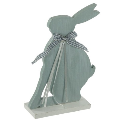 Drewniany zajączek królik króliczek 19 cm figurka wielkanocna na postawce