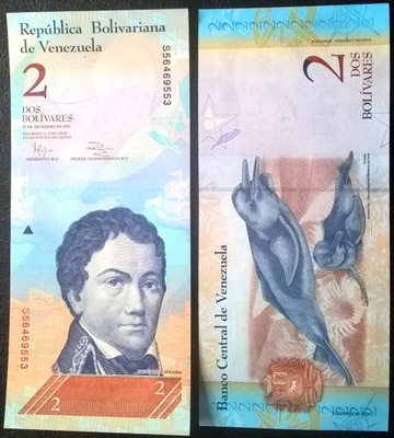 571. Banknot Wenezuela 2 Boliviarana 2012r. Seria S56 UNC