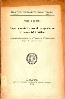 Zapatrywania i stosunki gospodarcze w Polsce 1923
