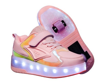 BUTOROLKI BUTY Z ROLKAMI ROLKI WROTKI RÓŻOWE HOLO