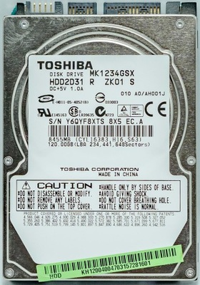 Dysk HDD TOSHIBA 2,5'' SATA 120 GB MK1234GSX