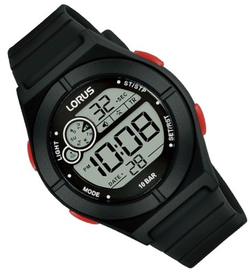 Czarny zegarek dla dziecka na pasku Lorus R2363NX9 Podświetlany dziecięcy
