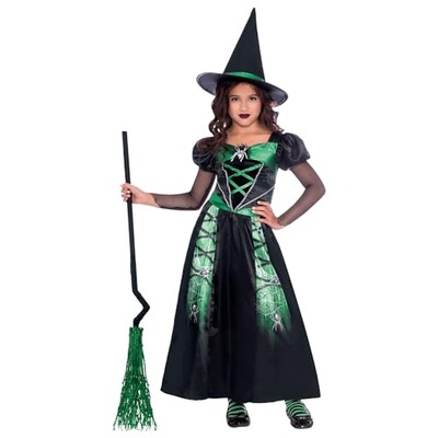 (PKT) (9911971) Child Girls Spider Witch Costume (8-10yr)