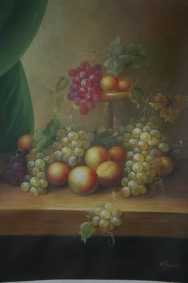 OLEJ NA PLOTNIE. 'MARTWA NATURA- 'GRAPES'.