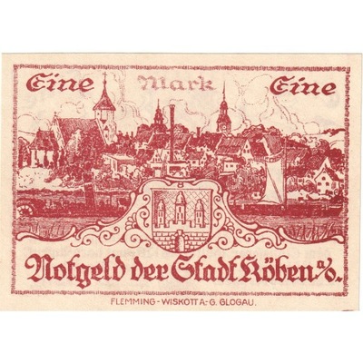 Banknot, Niemcy, Köben a. O, 1 Mark, village, 1920