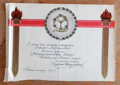 Telegram z okazji Święceń Kapłańskich, z roku 1937, Poznań