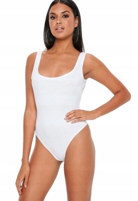 MISSGUIDED GŁADKIE BIAŁE BODY NA RAMIĄCZKACH XL