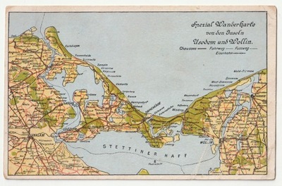 POMORZE ZACHODNIE. Mapa wysp Uznam i Wolin