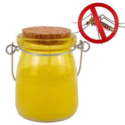 Żółta szklana świeczka odstraszająca komary RUSO
