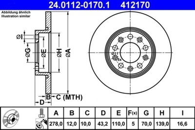 2X DISCO DE FRENADO FIAT PARTE TRASERA 500X 1,3-2,0 D MULTIJET 14- 24.0112-0170.1  