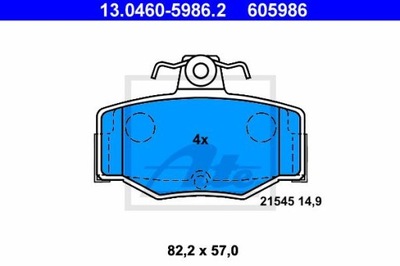 ATE 13.0460-5986.2 КОЛОДКИ ГАЛЬМІВНІ ЗАД NISSAN ALMERA/PRIMERA 1990-2006