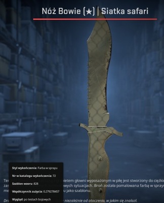 NÓŻ KOSA BOWIE Siatka Safari Mesh Knife PB / FT CSGO CS2 skin