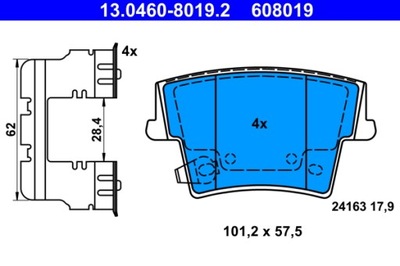 ATE 13.0460-8019.2 ZAPATAS DE FRENADO PARTE TRASERA CHRYSLER 300 C 2,7-6,1 04-  